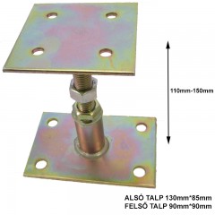 OSZLOPTARTÓ TALP-TALP ÁLL. SHG M16 talp:85x130mm felső 90x90 MAGYAR OSZLOPTARTÓ ELEM