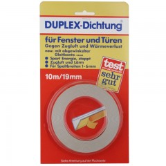 ABLAKSZIGETELŐ SZALAG 10M*19mm FEHÉR V ALAKÚ (LETEX) DUPLEX-DUPLO 