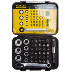 STANLEY 113907 BEHAJTÓHEGY KÉSZLET 39 RÉSZES 1/4col 7FEJ+30BIT+2SZÁR  
