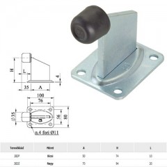 COMBI 382P TOLÓ,ÚSZÓKAPU ÜTKÖZŐ FURATOS GUMIBAKKAL 74(91)mm MAGAS HG.  PÁNTOK